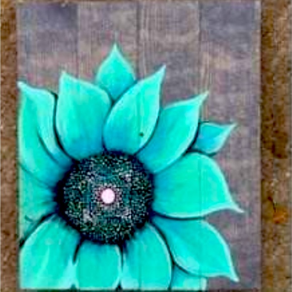 Sunflower painting on real wood. - Picture 1 of 2